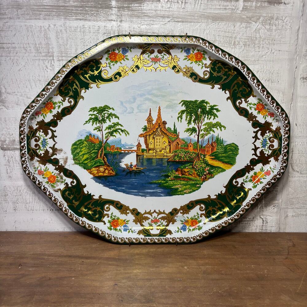 Vintage Daher Decorated Enameled Tray Plate made in England